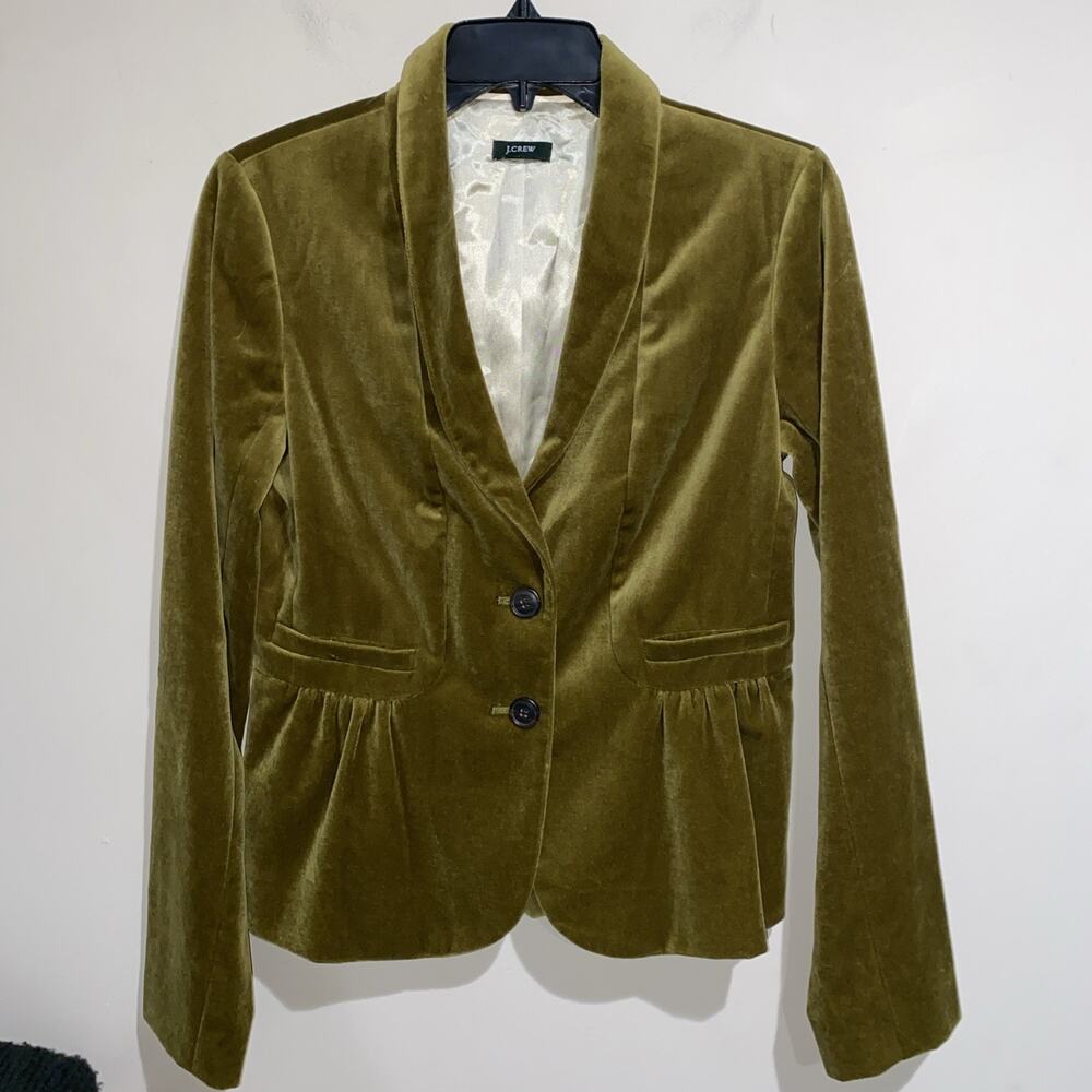 J. Crew Factory Olive Green Velvet Blazer
